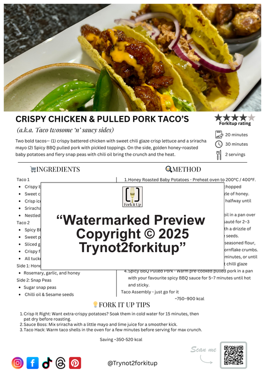 CRISPY CHICKEN & PULLED PORK TACO'S