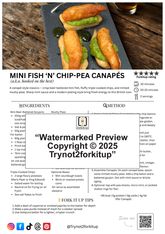 MINI FISH 'N' CHIP-PEA CANAPE'S