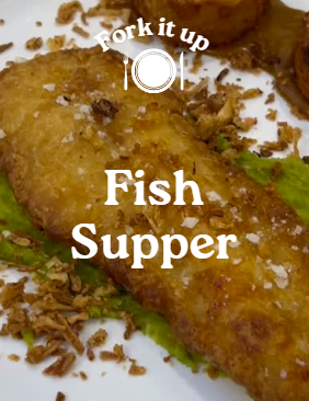 🍴 Title: Crispy Cod with Pea Purée & Rosti Stack
