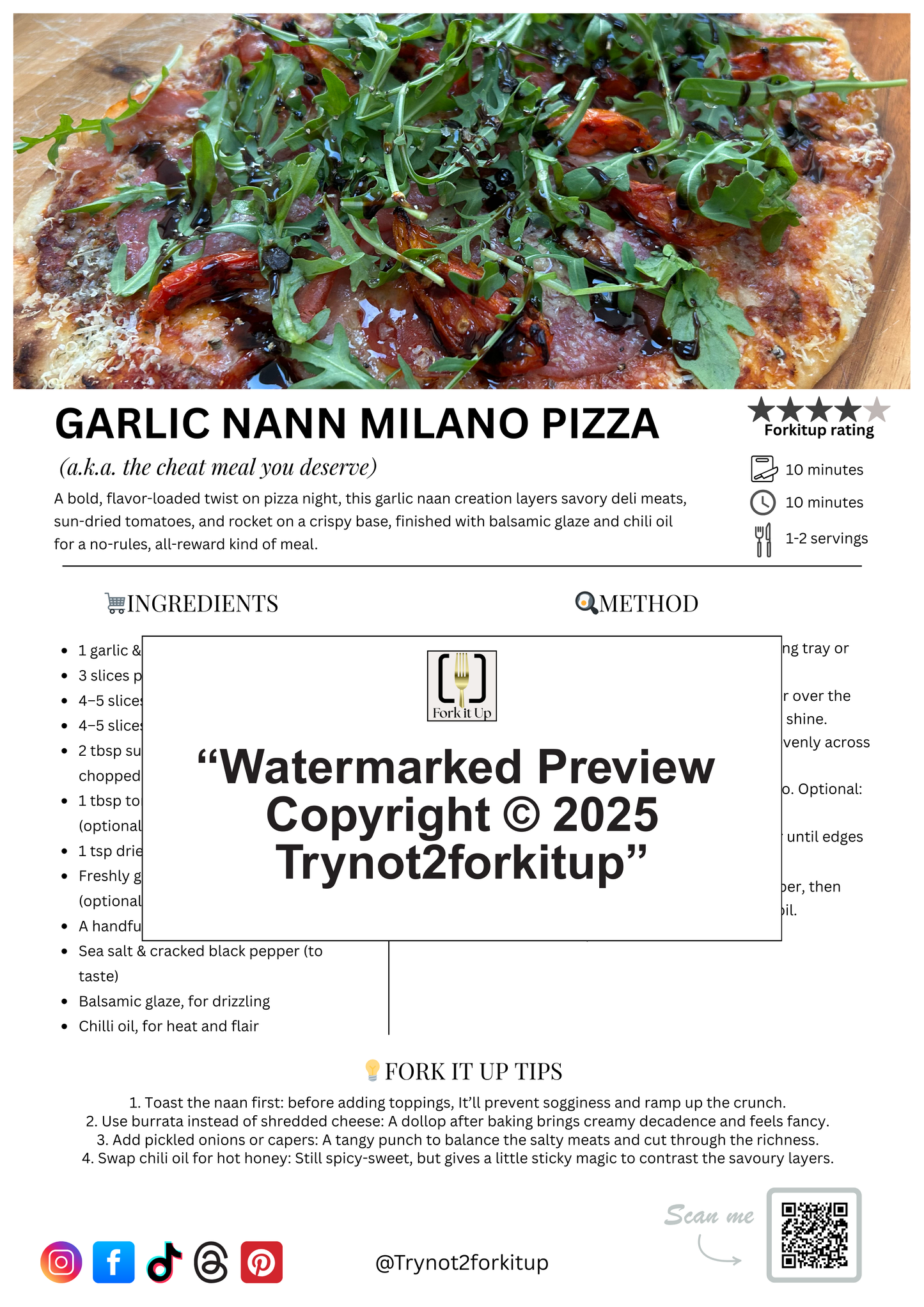 GARLIC NANN PIZZA MILANO