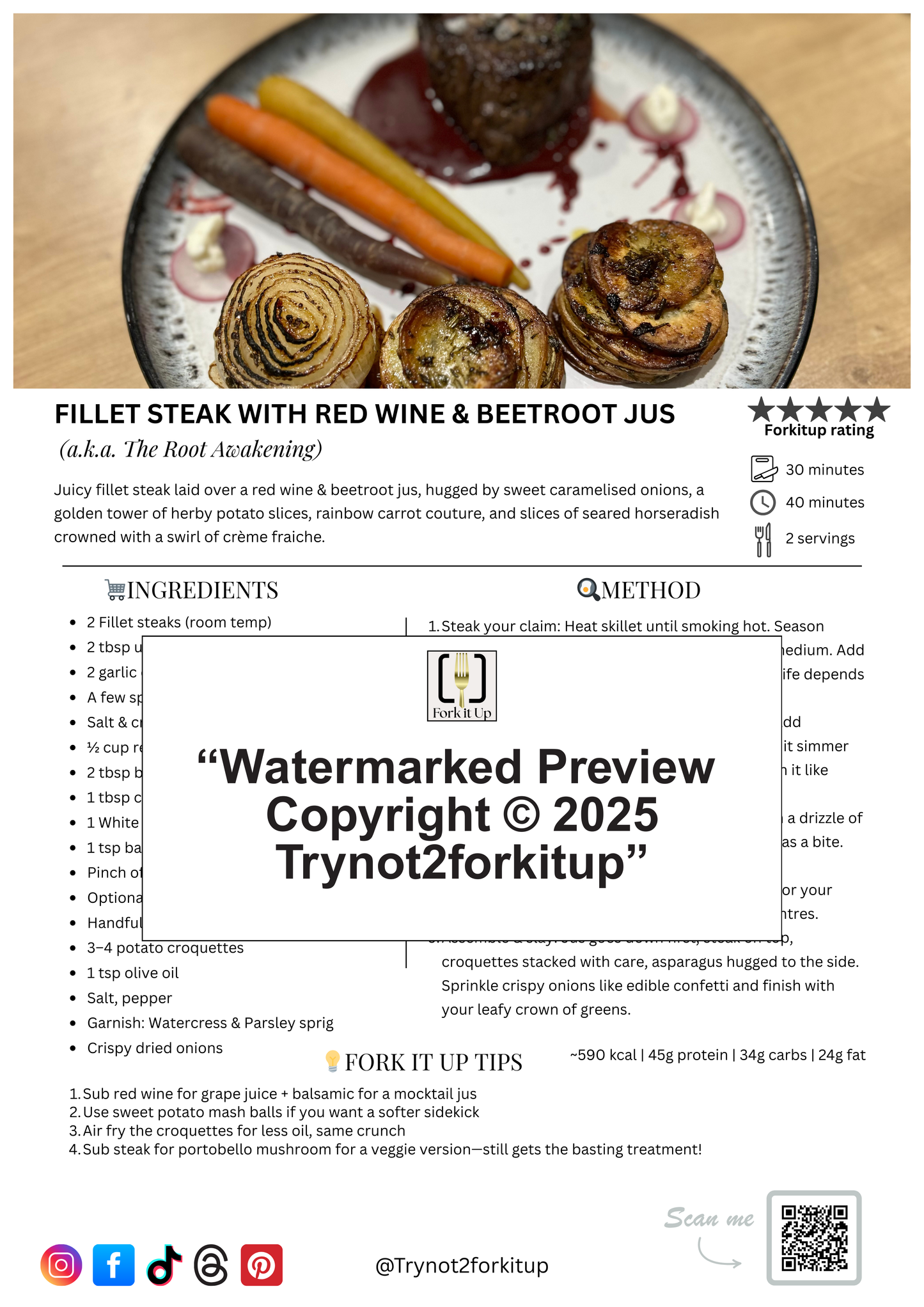 FILLET STEAK WITH RED WINE & BEETROOT JUS