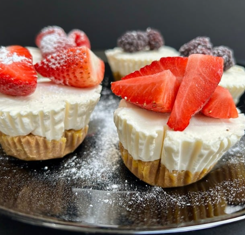 MINI LEMON-VANILLA BERRY CHEESECAKES